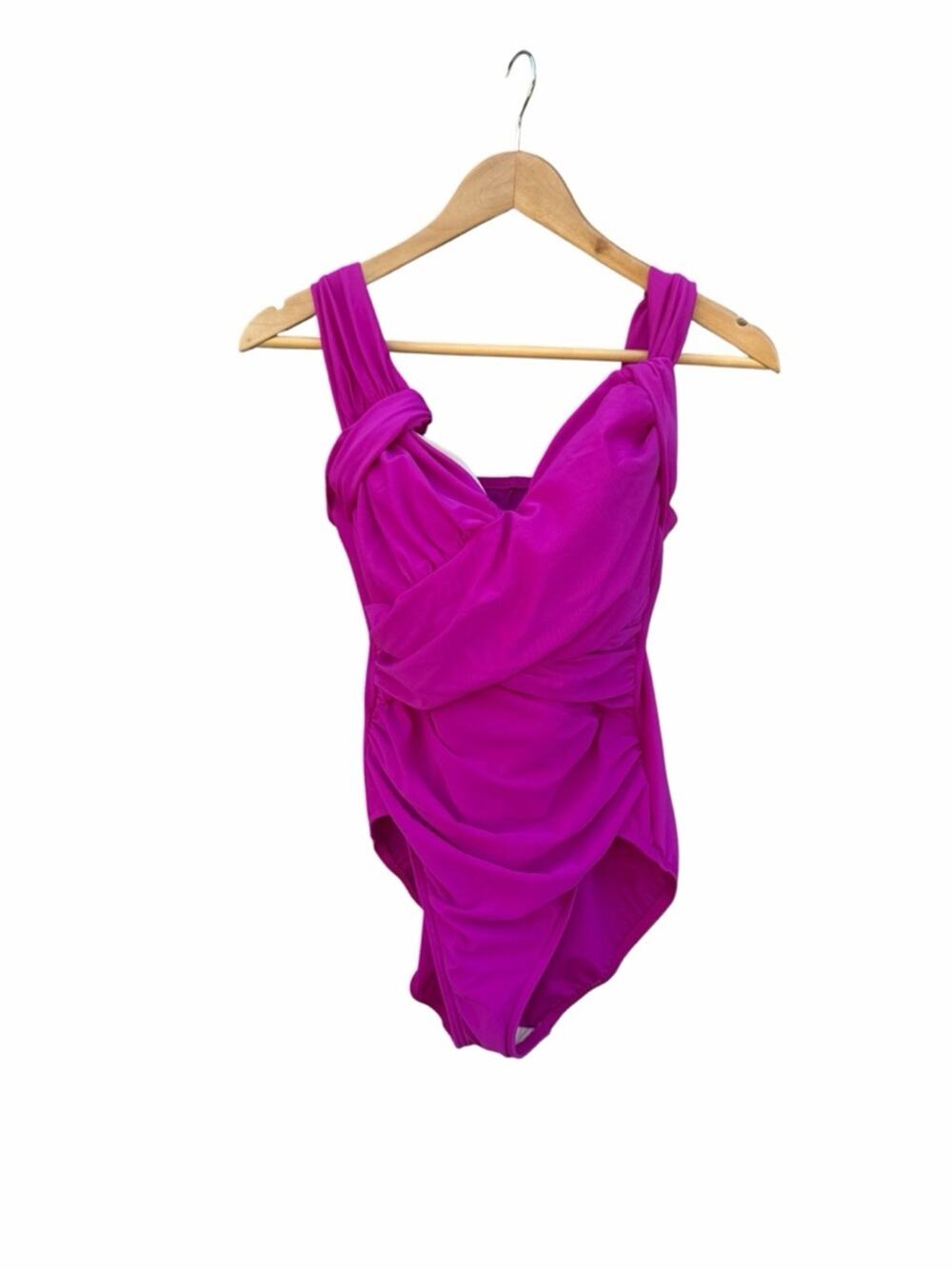 Lands End Magenta One-Piece Ruched Swimsuit size 10P